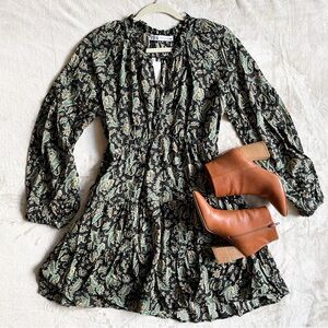 Zara Paisley Black & Green Dress Size XS